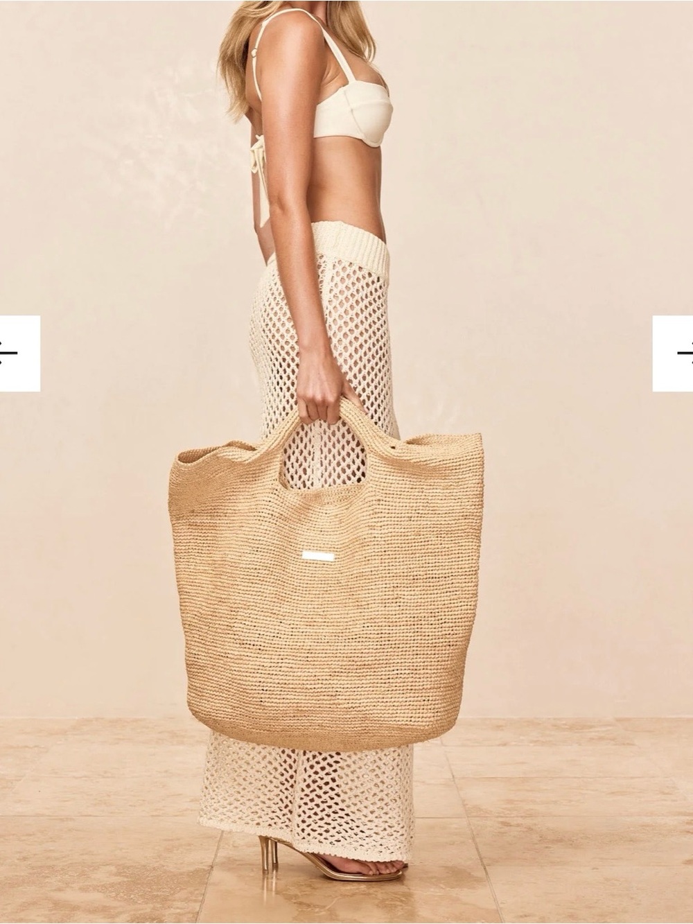 Monday Oversized Woven Beach Tote in Natural